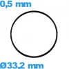 Joint 33,2 X 0,5 mm de montre plat  caoutchouc