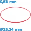 Joint   d'horlogerie ISO Swiss 28,34 X 0,58 mm cylindrique  étanchéité rouge