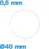 Joint  horlogerie torique 40 X 0,5 mm   étanchéité silicone