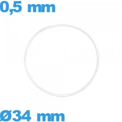 Joint montre 34 X 0,5 mm torique étanchéité silicone transparent