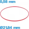 Joint pour montre 21,84 X 0,58 mm étanchéité rouge   cylindrique