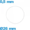 Joint silicone  d'horlogerie - 26 X 0,5 mm torique