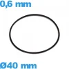 Joint étanchéité horlogerie  torique 40 X 0,6 mm caoutchouc