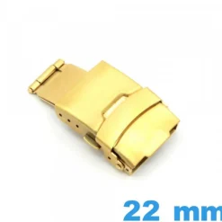22 mm Doré Boucle déployant Acier avec bouton ouverture