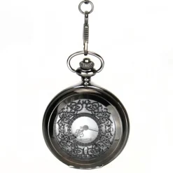 Femme Montre à gousset noire avec chaine