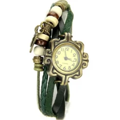 Femme Montre analogique femme cuir pas chère vert