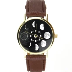 Femme Montre astronomie éclipse lune bracelet cuir