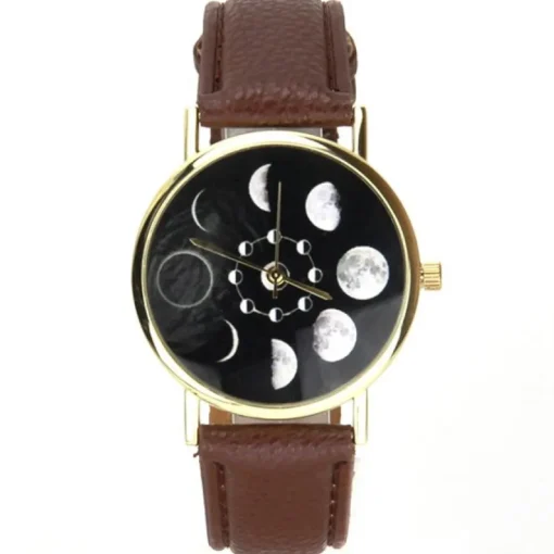 Femme Montre astronomie éclipse lune bracelet cuir