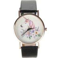 Femme Montre avec licorne et fleurs