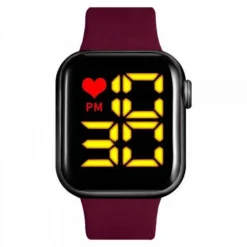 Femme Montre bordeaux Gros Chiffres Digitale