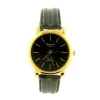 Homme Montre boîtier doré marque OMAX bracelet cuir noir
