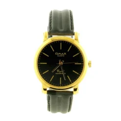 Homme Montre boîtier doré marque OMAX bracelet cuir noir