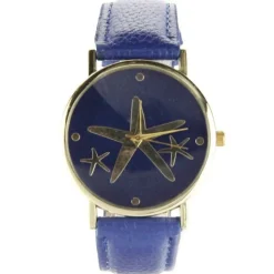 Femme Montre bracelet bleu étoile dorée