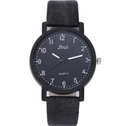 Homme Montre bracelet cuir noir pas chère