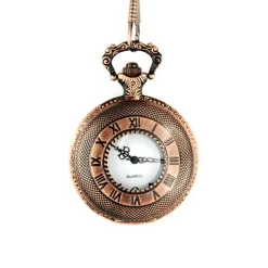 Femme Montre chiffres romains gousset pas chère bronze  vintage + chaine