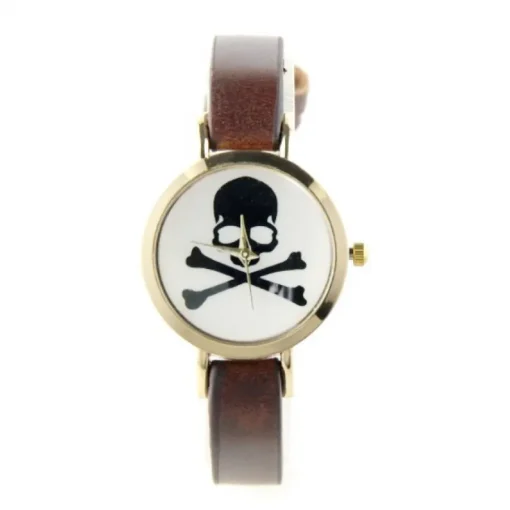 Femme Montre crâne pirate femme pas chère couleur brun