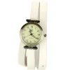 Femme Montre double tour cuir blanc pas chère