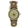 Femme Montre en cuir brun vintage boîtier doré motif étoile