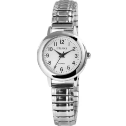 Femme Montre Femme Bracelet Élastique Argenté Classix