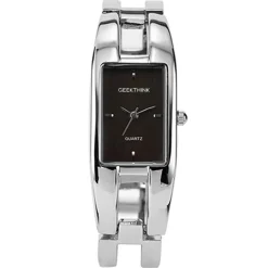 Femme Montre Femme pas chère Rectangulaire Argenté Cadran Noir