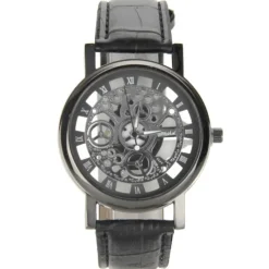 Homme Montre homme pas chère squelette noire design
