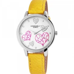 Femme Montre jaune pour femme avec coeurs