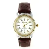 Homme Montre marque BADACE luxe similicuir brun chiffre romain boîtier argenté doré