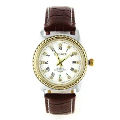 Homme Montre marque BADACE luxe similicuir brun chiffre romain boîtier argenté doré