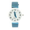 Femme Montre marque Womage femme pas chère rayée noir et bleu