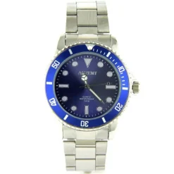 Homme Montre métal homme argentée fermoir déployant cadran bleu