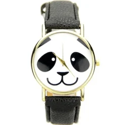 Femme Montre panda pas chère bracelet synthétique noir