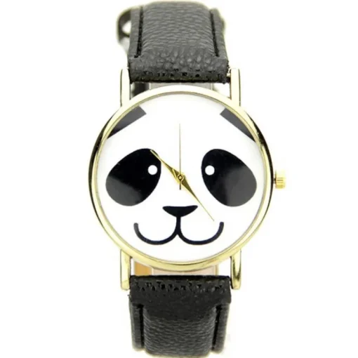Femme Montre panda pas chère bracelet synthétique noir