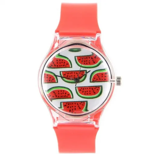 Femme Montre pas chère pasteque fruit bracelet plastique rouge