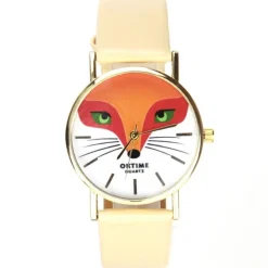 Femme Montre pas chère renard animal OK Time