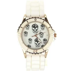 Femme Montre pas chère rock crâne blanche