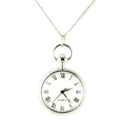 Femme Montre pendentif argenté pas cher chiffre romain + chaine de cou