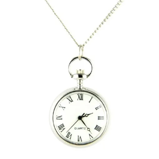 Femme Montre pendentif argenté pas cher chiffre romain + chaine de cou