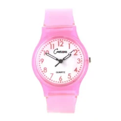 Femme Montre plastique enfant femme pas chère transparent rose