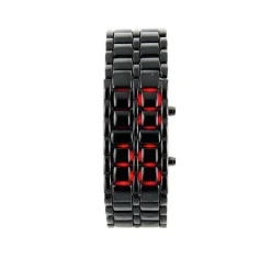 Homme Montre Samurai Noir LED Rouge pas chère bracelet métal