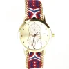 Femme Montre tissu bleu blanc rouge bracelet bresilien