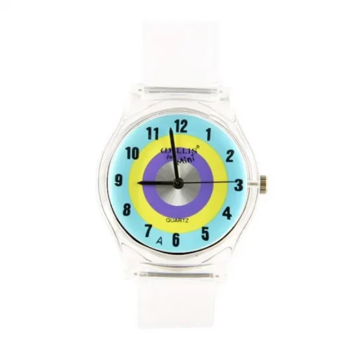 Femme Montre transparente cadran bleu jaune violet Willis pas chère enfant