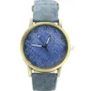 Femme Montre unisexe bleu style matière pantalon jean's