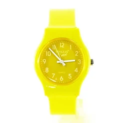 Femme Montre Willis pas chère plastique jaune numéros blancs