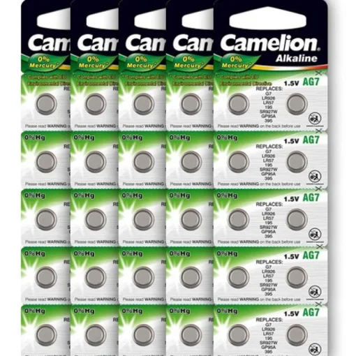 50 Piles 1,5 V AG7 alcaline de montre