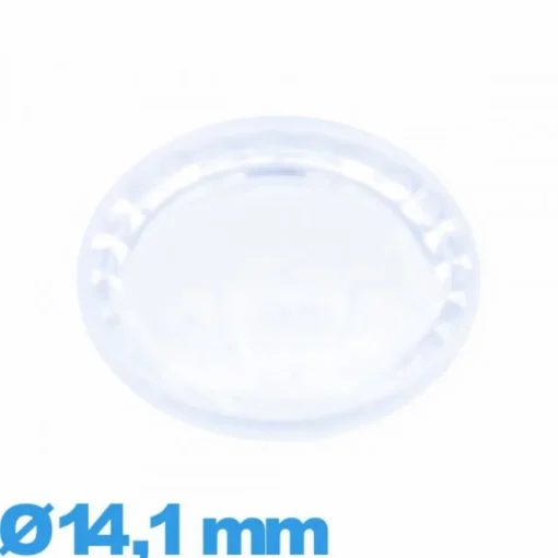 Verre à facettes saphir Circulaire Plastique 14,1 mm montre