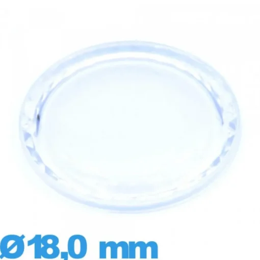 Verre 18,0 mm à facettes saphir montre en Plastique Circulaire