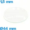 Verre 44 mm bombé circulaire montre verre minéral