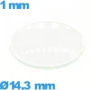 Verre 14,3 mm bombé circulaire montre verre minéral