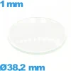 Verre 38,2 mm bombé de montre en verre minéral circulaire