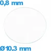 Verre 10,3 mm circulaire de montre en verre minéral